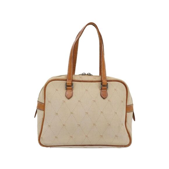 Pre Loved BURBERRY Beige Canvas Satchel Handbag Womens Bag - Picture 2 of 8